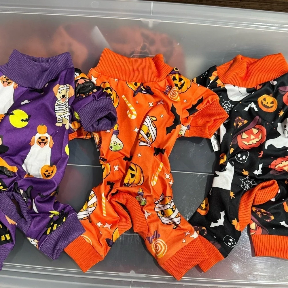 Halloween dog outfits set of 3 XS NEW Purple Orange & Black spooky cute
